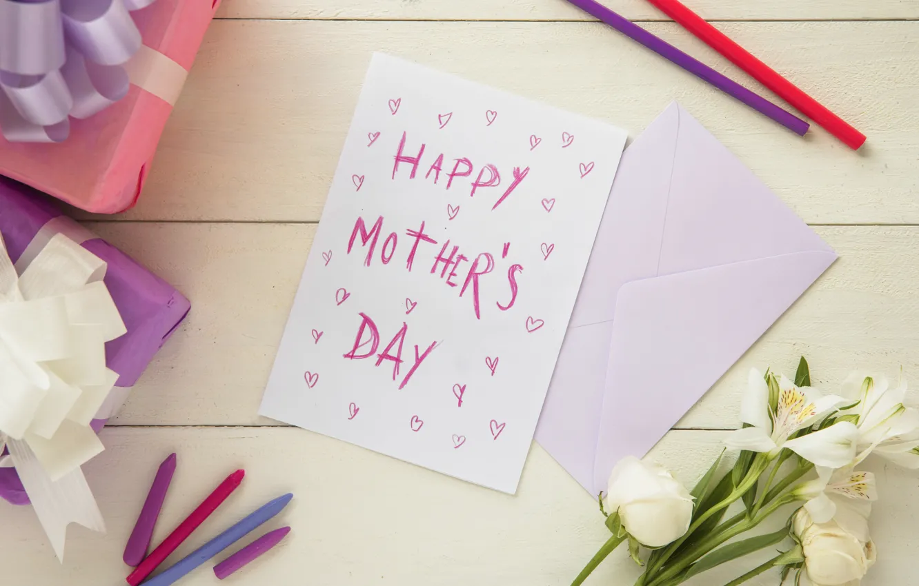 Photo wallpaper gift, postcard, congratulations, the envelope, Mother's day