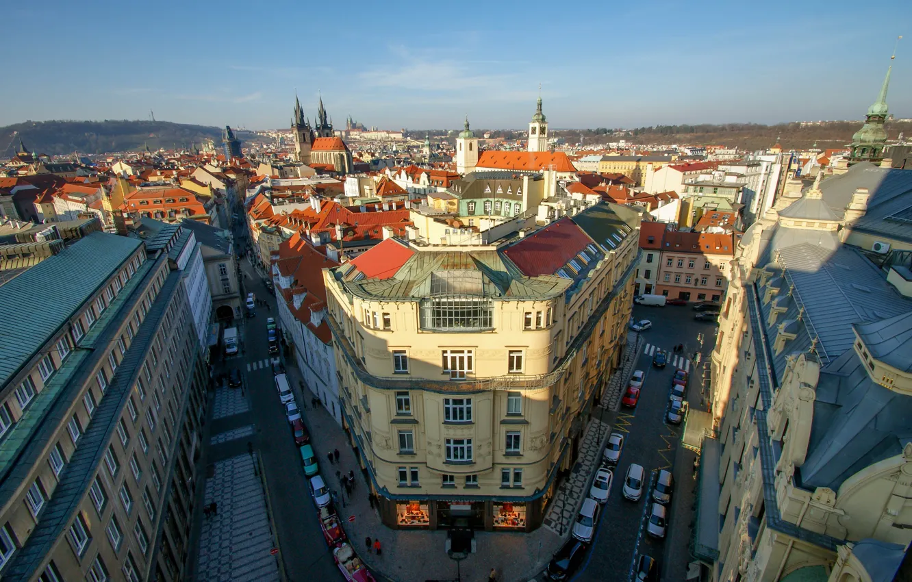 Photo wallpaper the sky, city, the city, photo, street, view, home, Prague