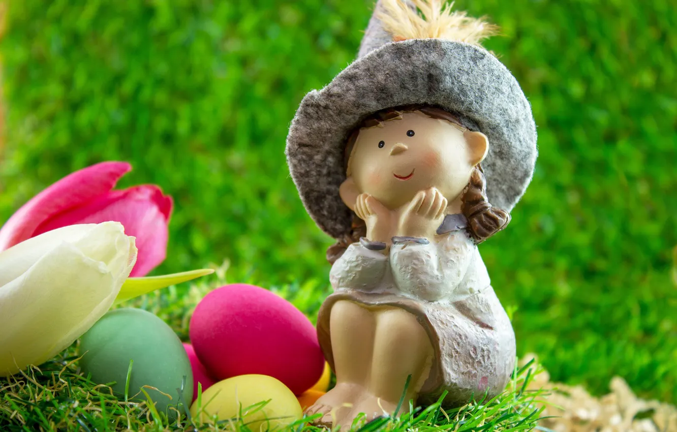 Photo wallpaper holiday, eggs, Easter, weed, dwarf, figures