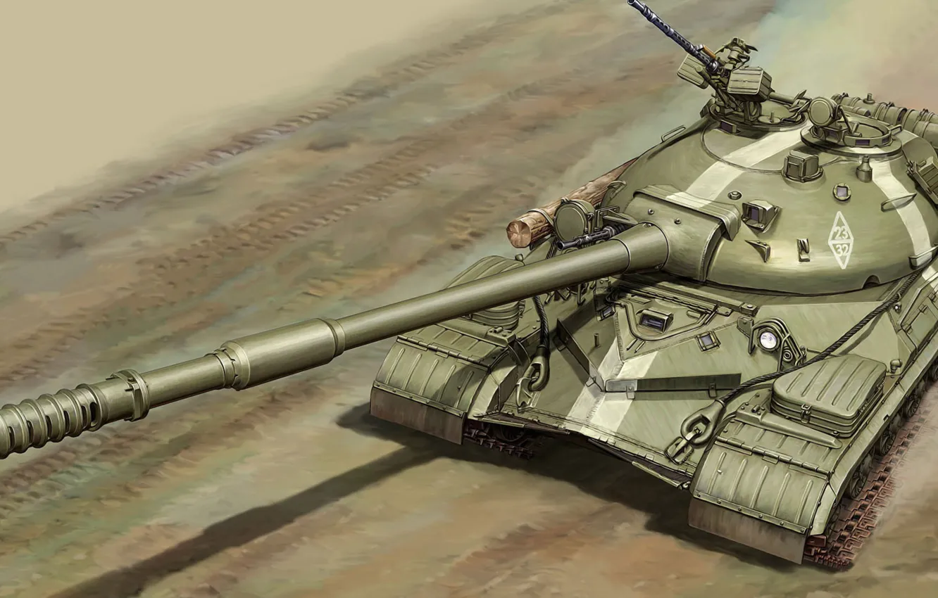 Photo wallpaper war, art, painting, tank, T-10M