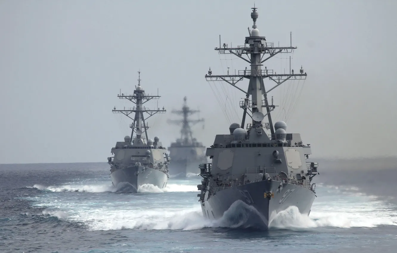 Photo wallpaper sea, weapons, army, USS Michael Murphy (DDG 112), USS Gridley (DDG 101), The guided-missile destroyers …