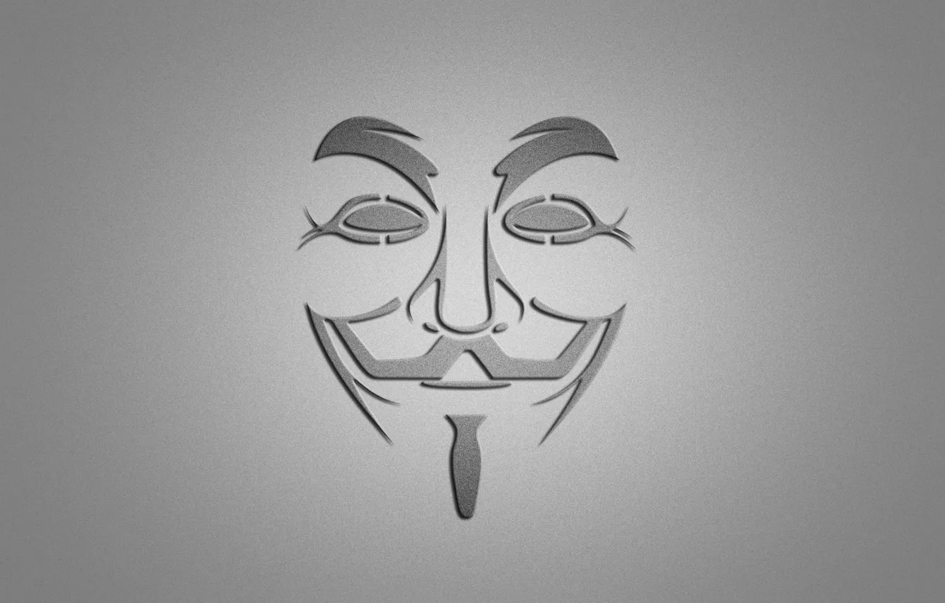 Photo wallpaper smile, minimalism, mask, grey background, V for Vendetta, V for vendetta