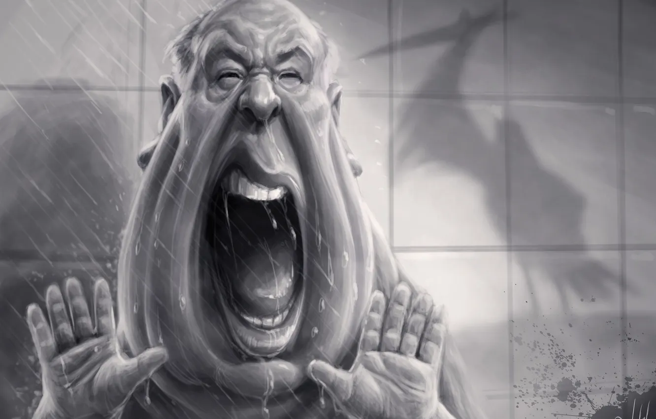 Photo wallpaper water, fear, shadow, shower, Alfred Hitchcock, Hitchcock
