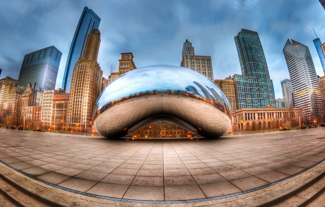 Photo wallpaper city, USA, Chicago, Illinois, millennium park