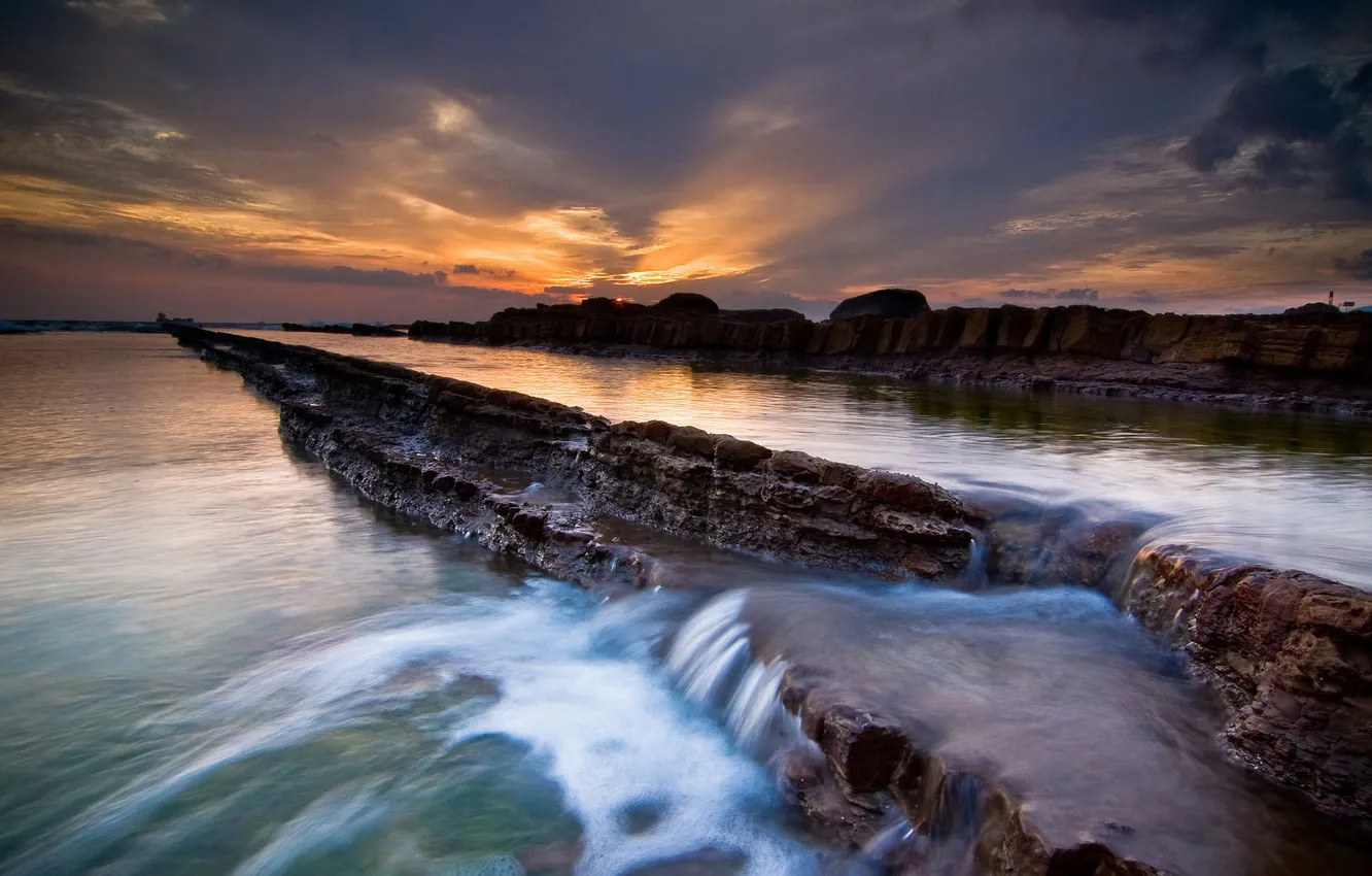 Photo wallpaper sea, water, sunset, beautiful places