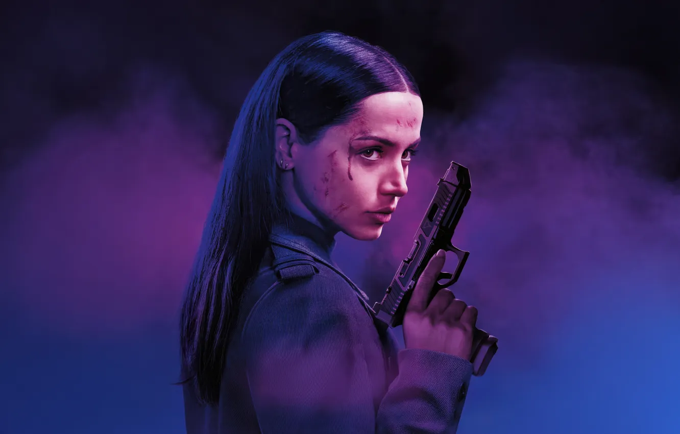 Photo wallpaper girl, gun, background, brunette, ballerina, action, poster, Ballerina