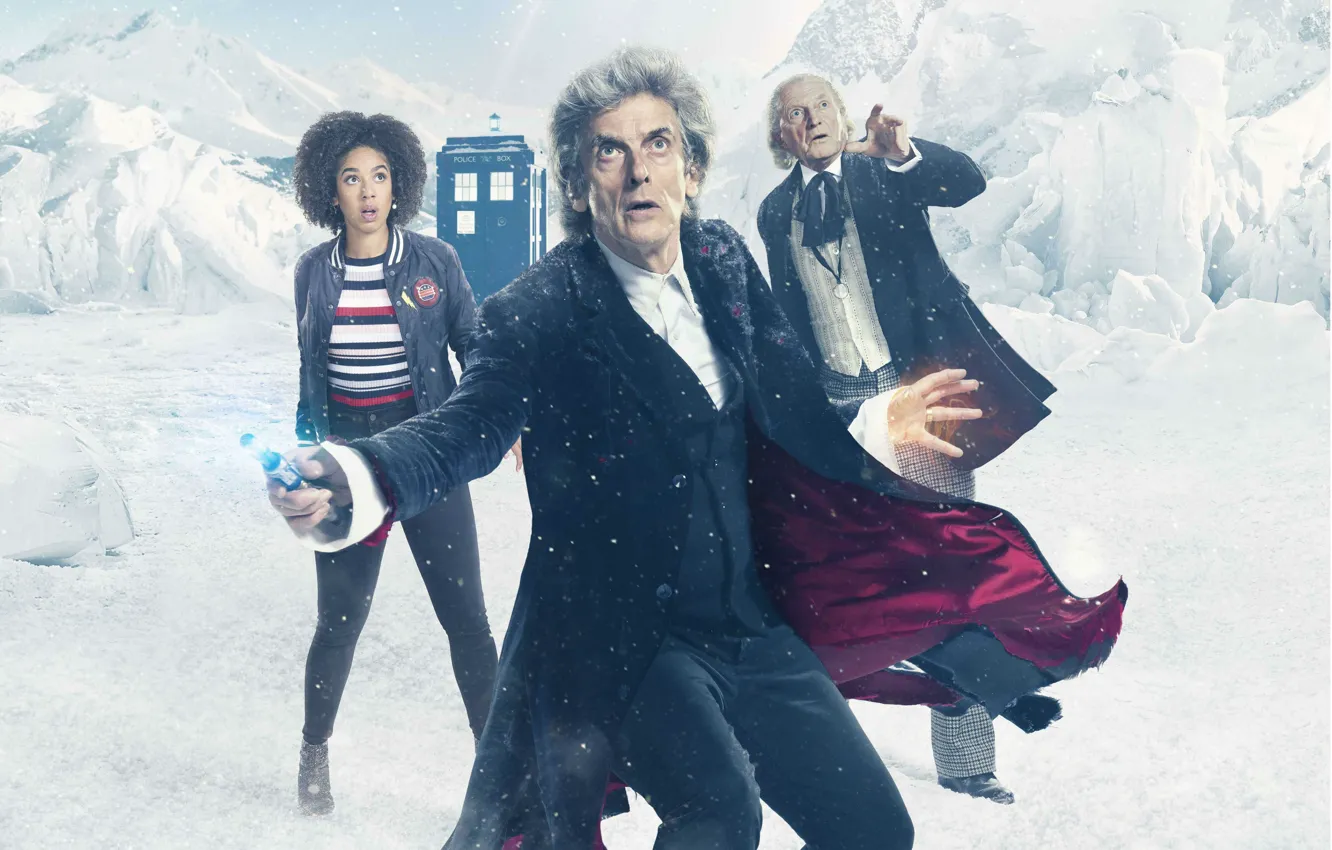 Photo wallpaper winter, snow, mountains, booth, Doctor Who, snow, Doctor Who, The TARDIS