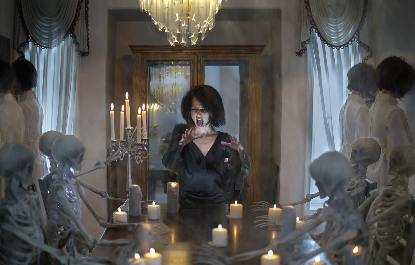 Photo wallpaper Halloween, Spirit, death, bones, spooky, seance