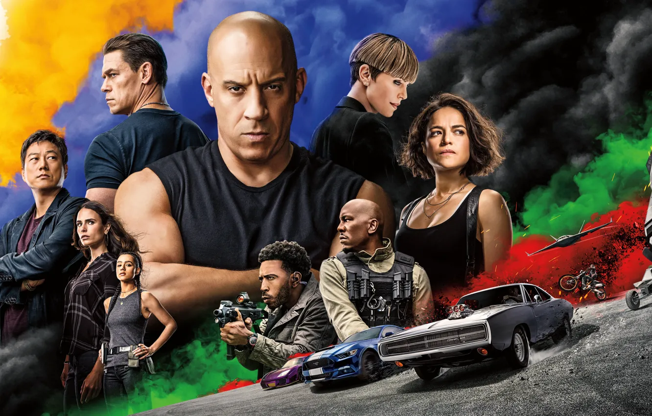 Photo wallpaper Jordana Brewster, movie, Vin Diesel, Michelle Rodriguez, Ludacris, John Cena, Tyrese Gibson, Sung Kang