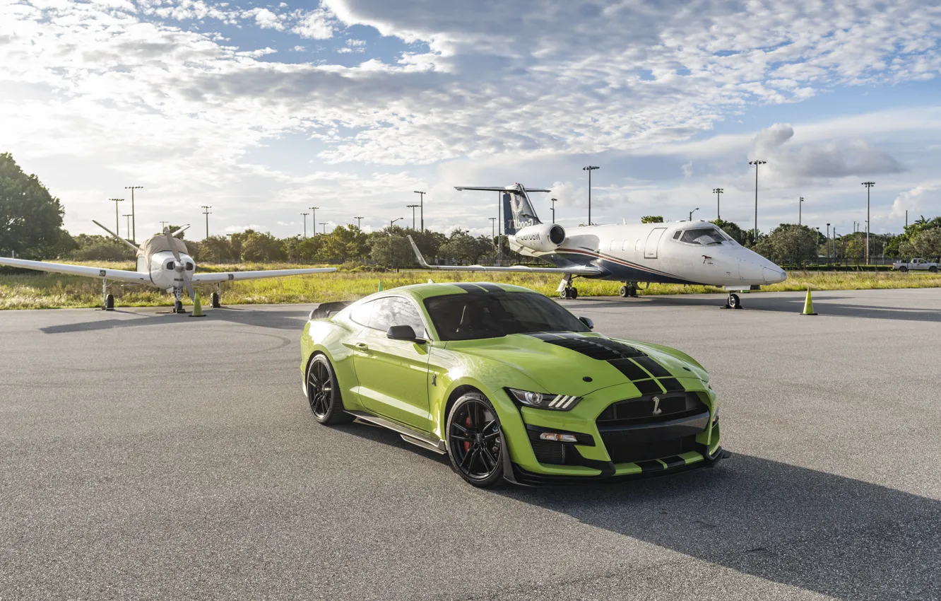 Photo wallpaper Mustang, Ford, GT500, Sky, Green, Coupe, Sight