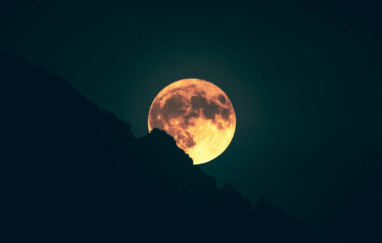 Photo wallpaper colors, light, night, full moon