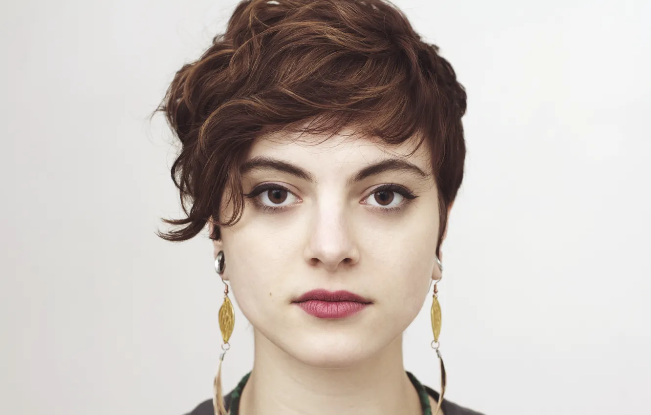 Photo wallpaper girl, woman, eyes, brown, model, face, brunette, female