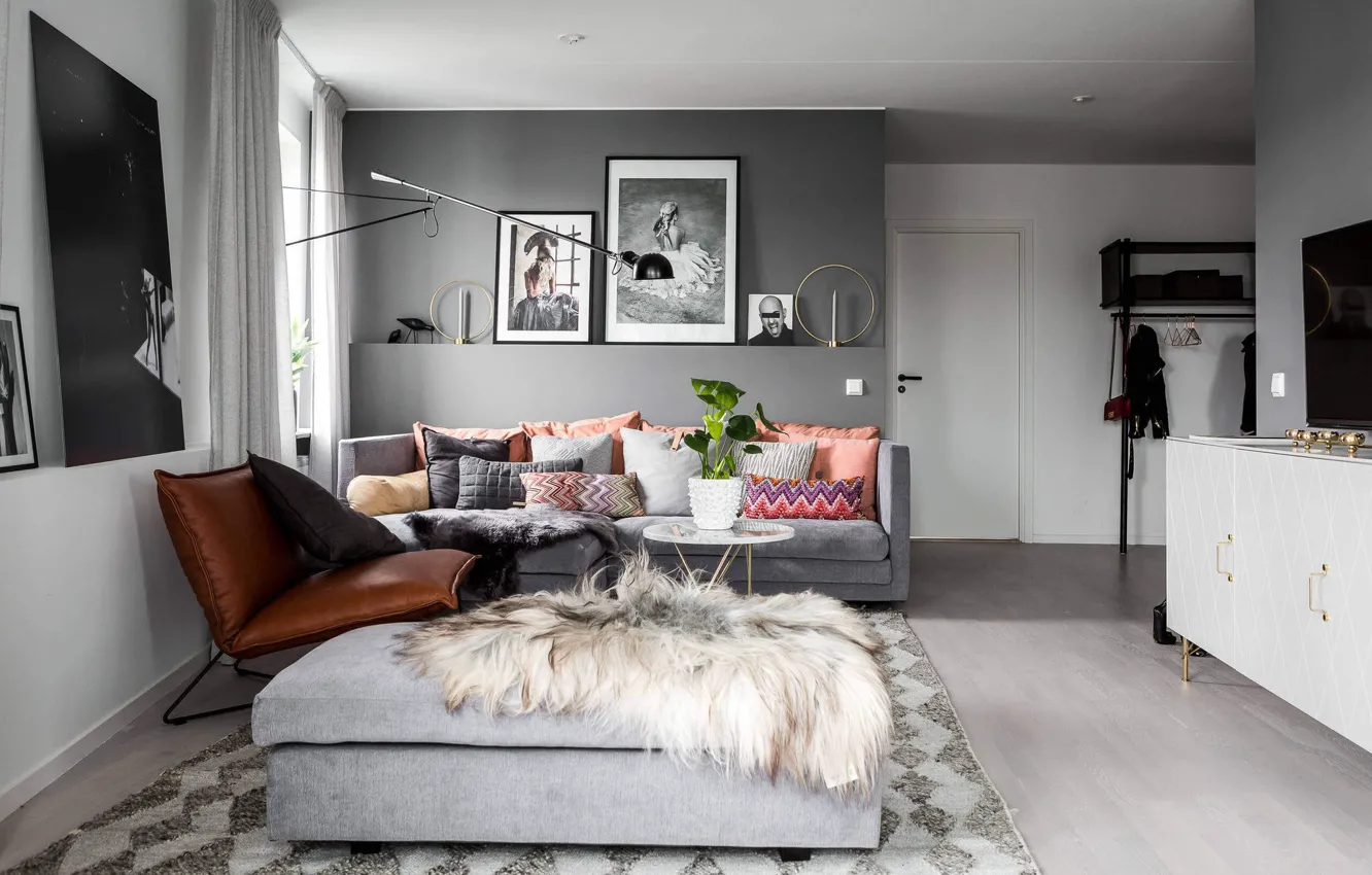 Photo wallpaper design, style, interior, living room, entrance hall, Standard In Liljeholmen Home, by Stylingbolaget