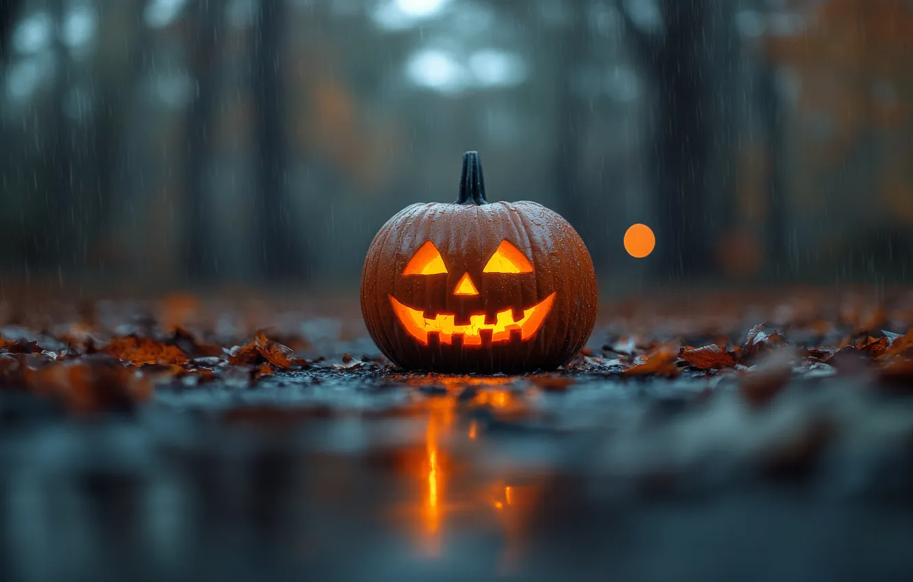 Photo wallpaper autumn, holiday, pumpkin, Halloween, Halloween, faces, Jack