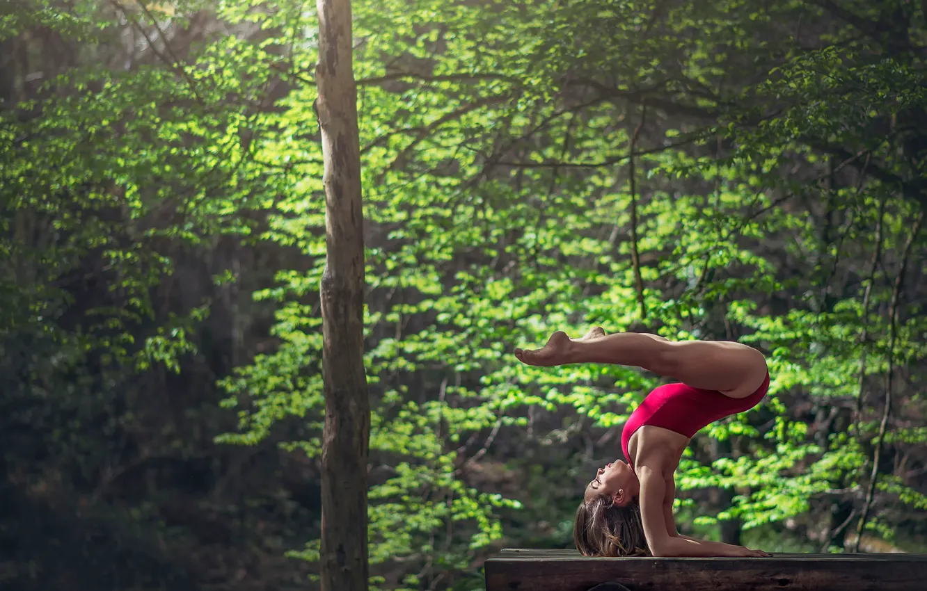 Photo wallpaper grace, log, gymnast, exercise, Marie-Lou Lagrange
