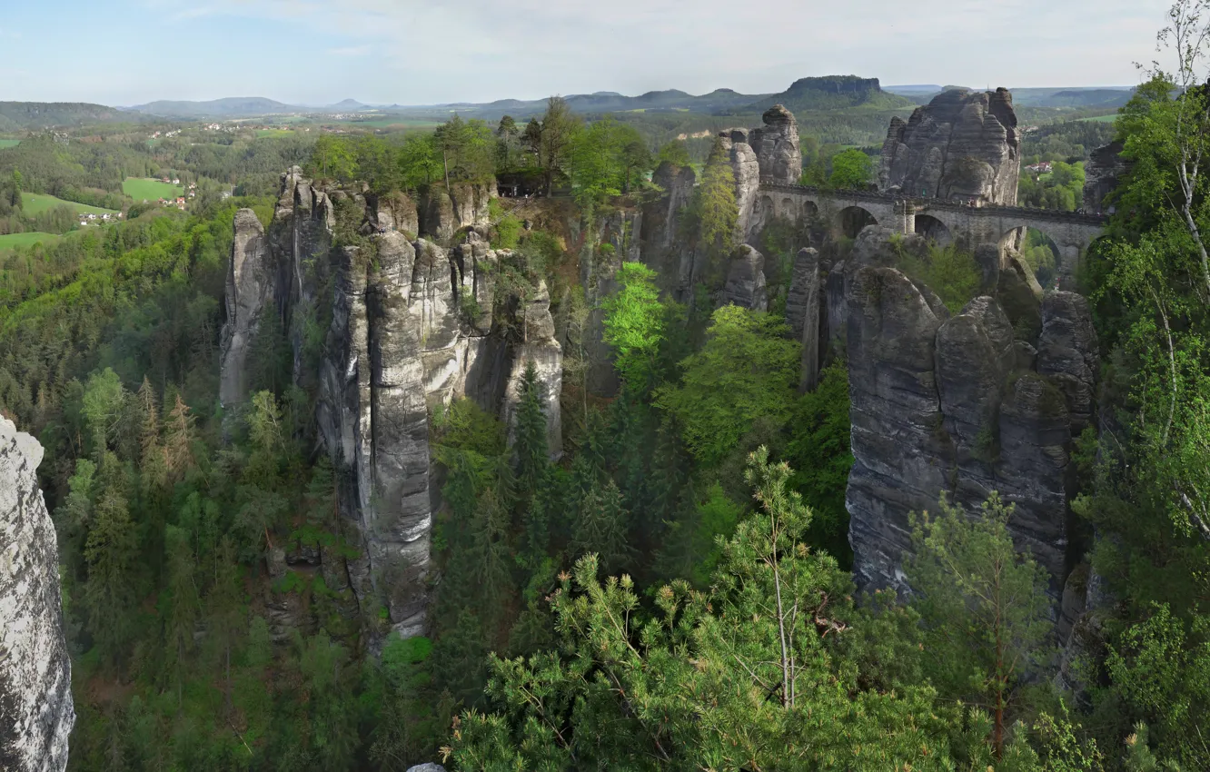 Photo wallpaper bridge, castle, Germany, Saxony, Neuraten