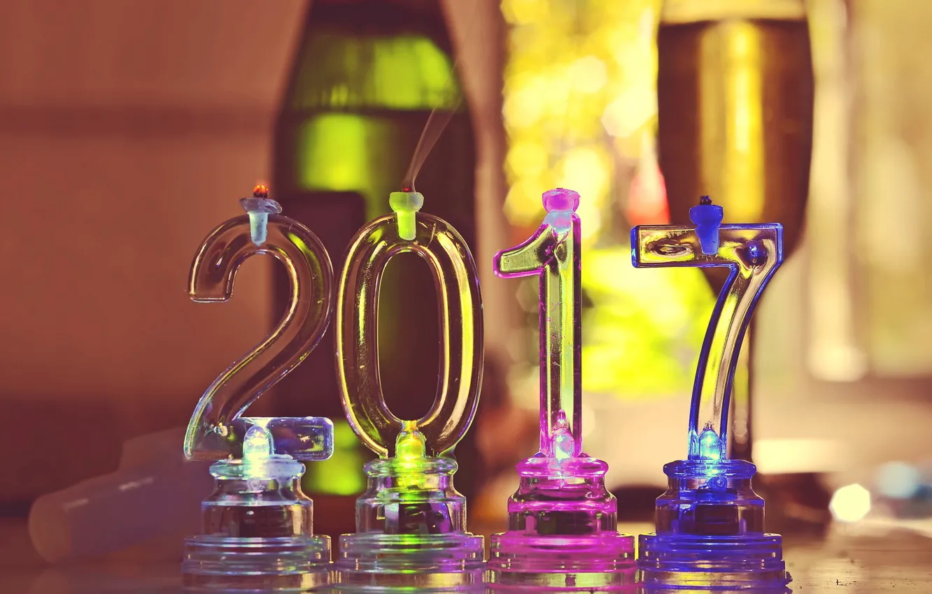 Photo wallpaper new year, candles, figures, 2017