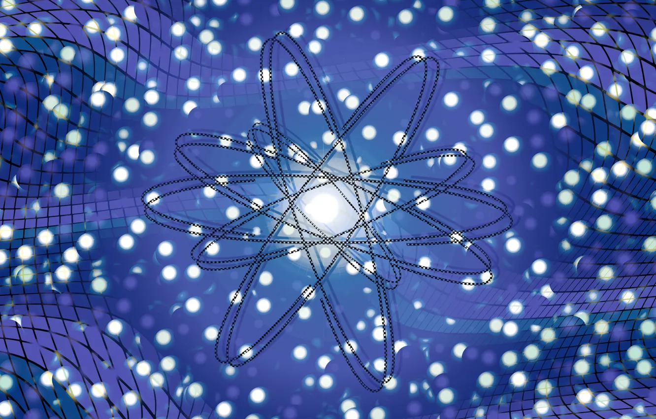 Photo wallpaper wave, particles, atom