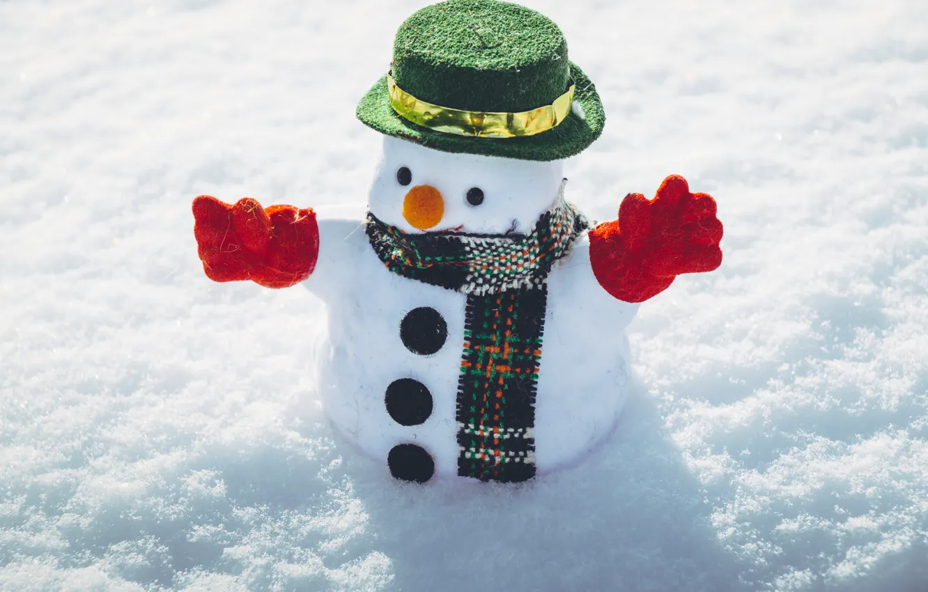 Photo wallpaper winter, snow, snowflakes, new year, Christmas, snowman, Christmas, winter