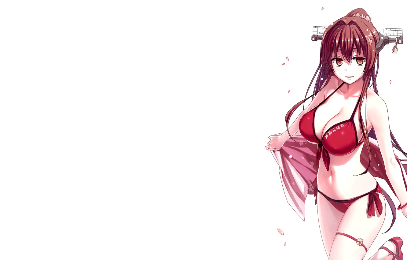 Photo wallpaper girl, sexy, cleavage, long hair, boobs, anime, beautiful, pretty