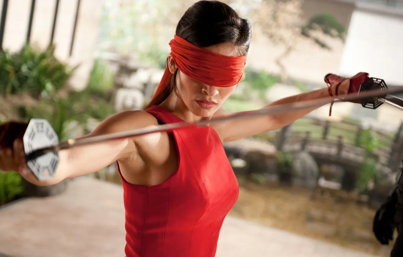 Photo wallpaper girl, sword, warrior, Chinese, brown hair, Elodie Yung