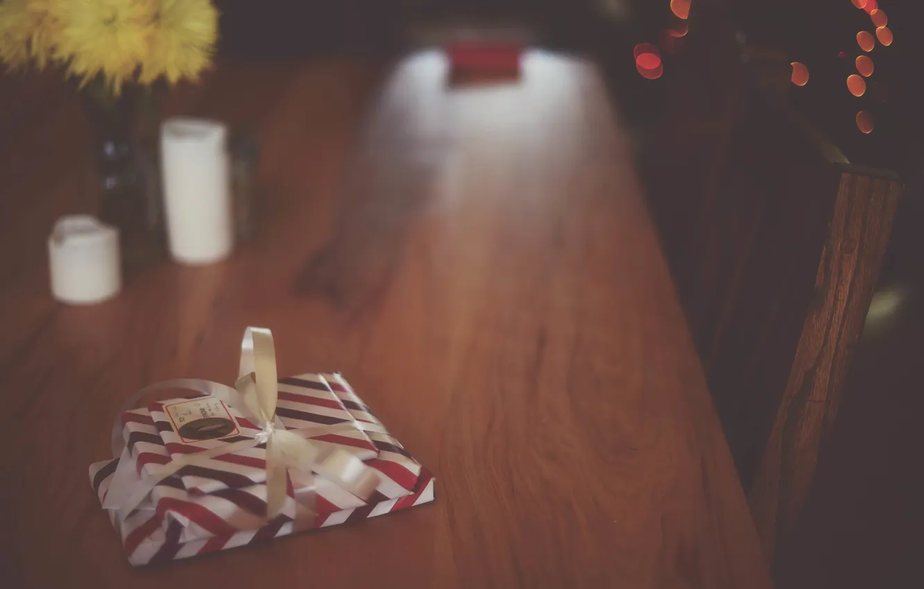 Photo wallpaper table, bow, package, packaging