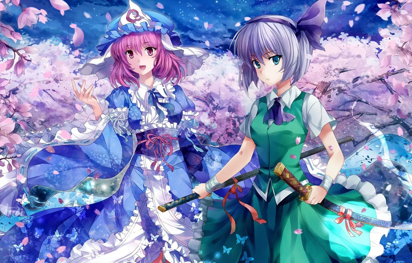 Photo wallpaper girls, anime, sakkura, touhou, katana