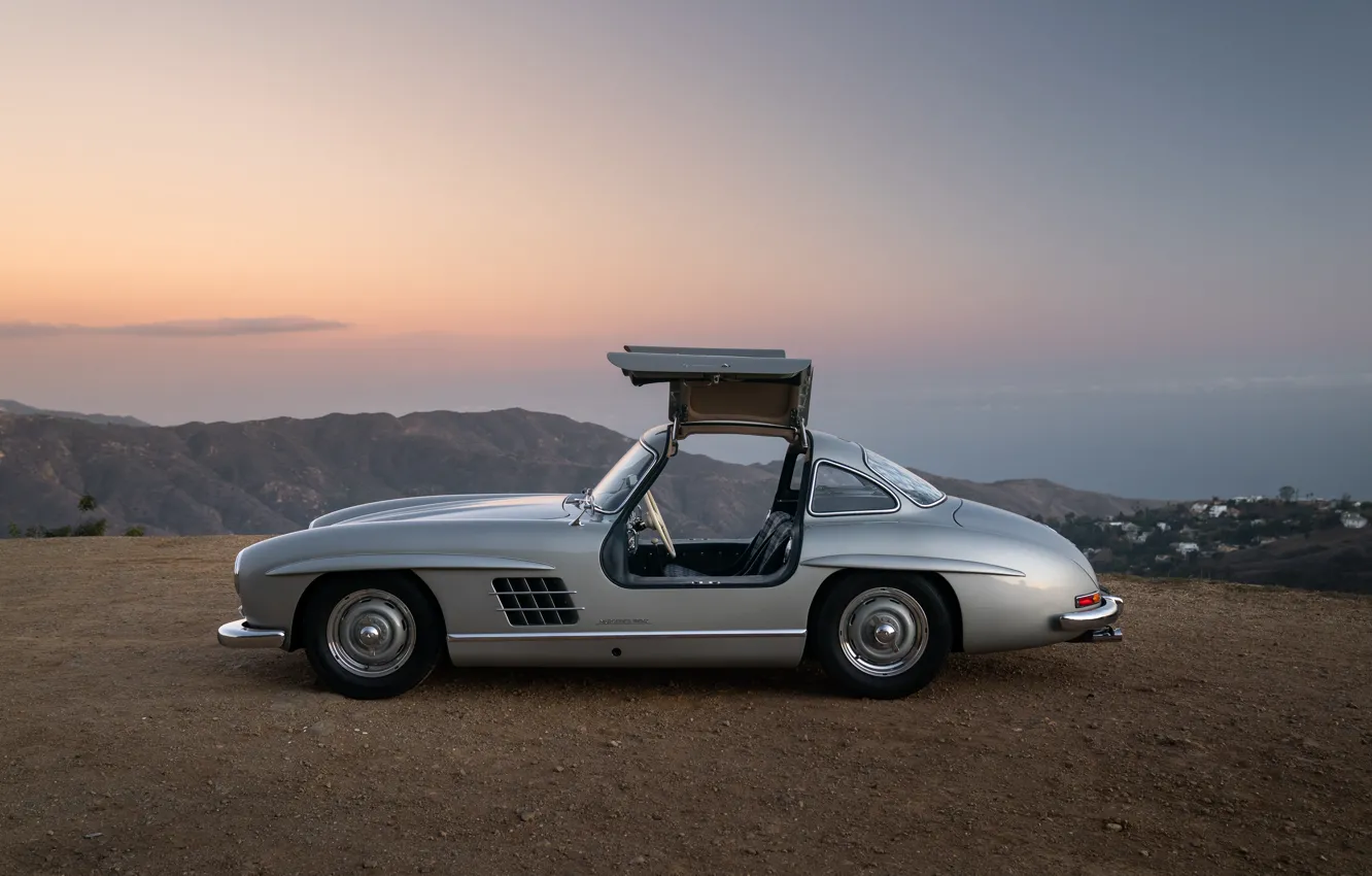 Photo wallpaper Mercedes-Benz, legend, 300SL, Mercedes-Benz 300 SL, Gullwing, side view