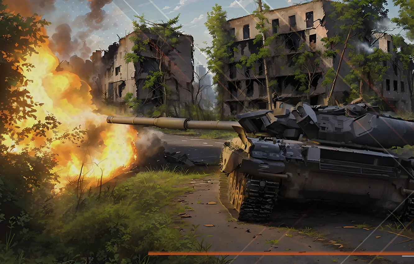 Photo wallpaper military, battle, shot, tank, Weapons