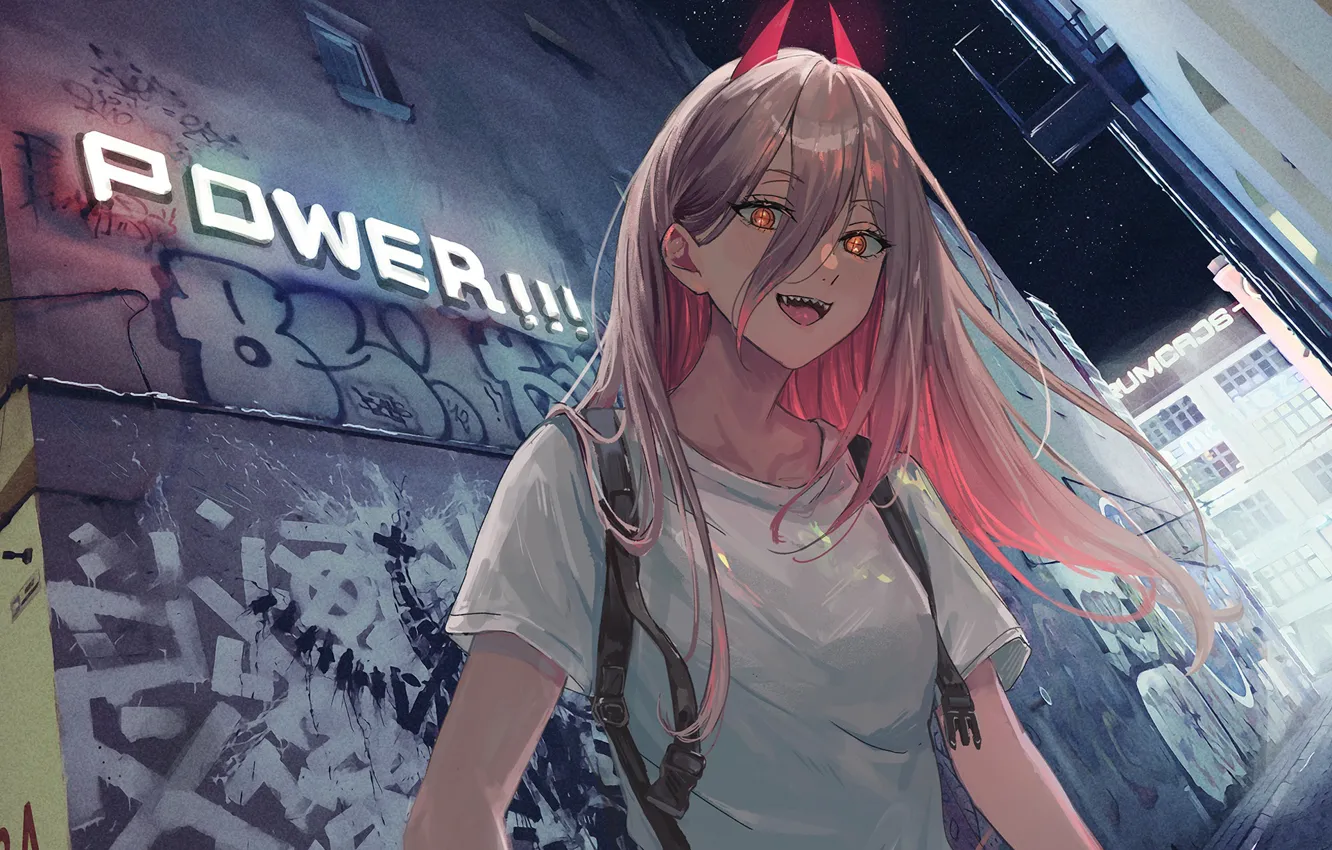 Photo wallpaper girl, the city, the demon, Power, Chainsaw Man