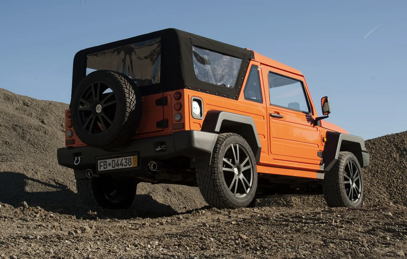 Photo wallpaper sand, orange, stones, SUV, back, 2011, 4x4, Travec