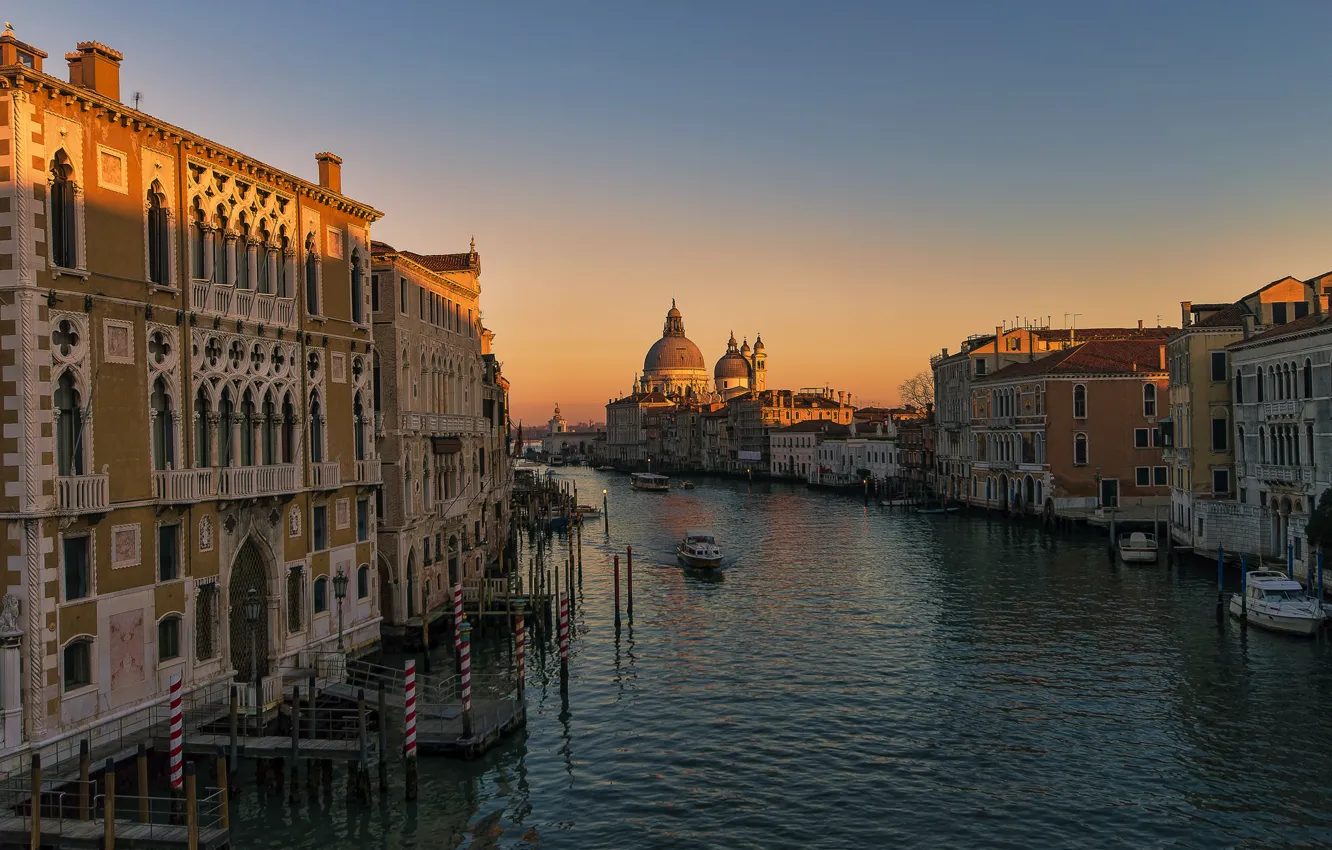 Photo wallpaper home, the evening, Italy, Venice, Cathedral, channel, Santa Maria della Salute