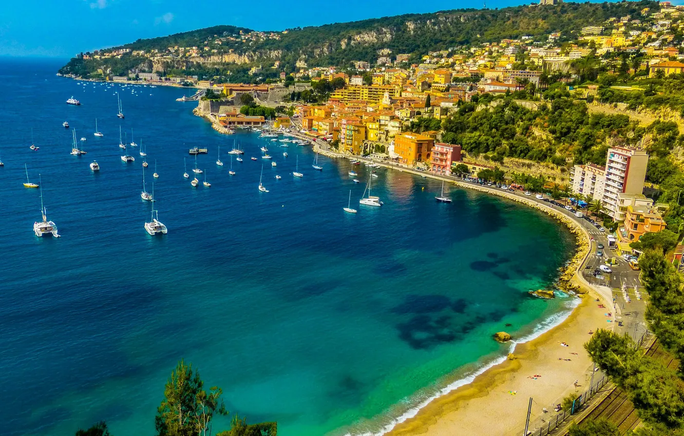Photo wallpaper sea, France, home, panorama, Villefranche-sur-Mer