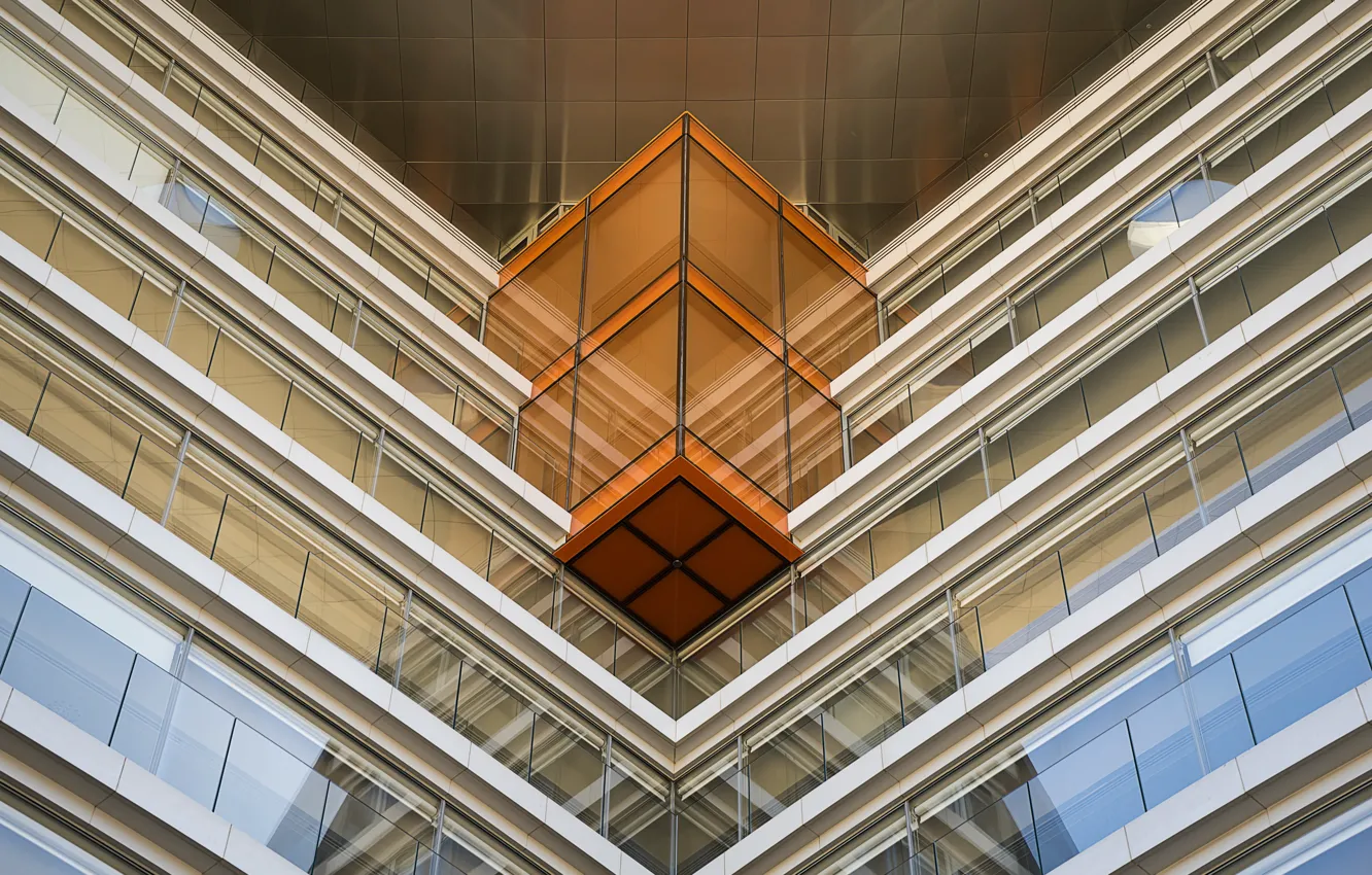 Photo wallpaper building, panel, window, cube