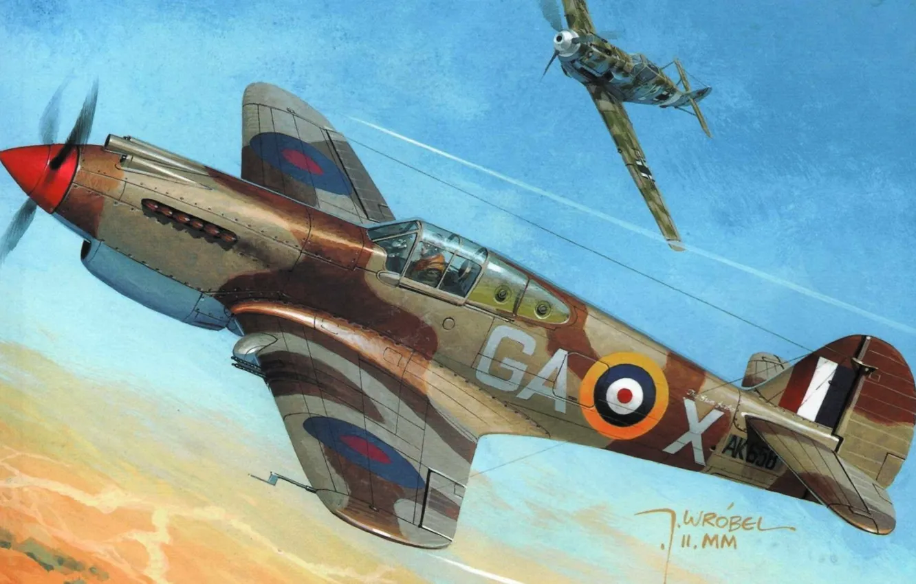 Photo wallpaper the sky, flight, war, desert, fighter, battle, art, turn