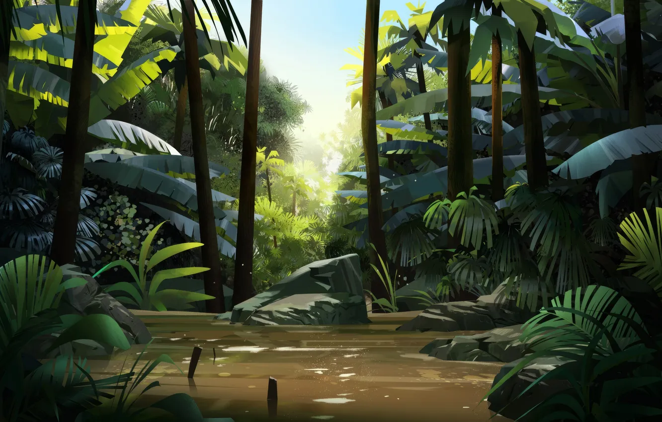 Photo wallpaper forest, background, jungle, forest, jungle, background
