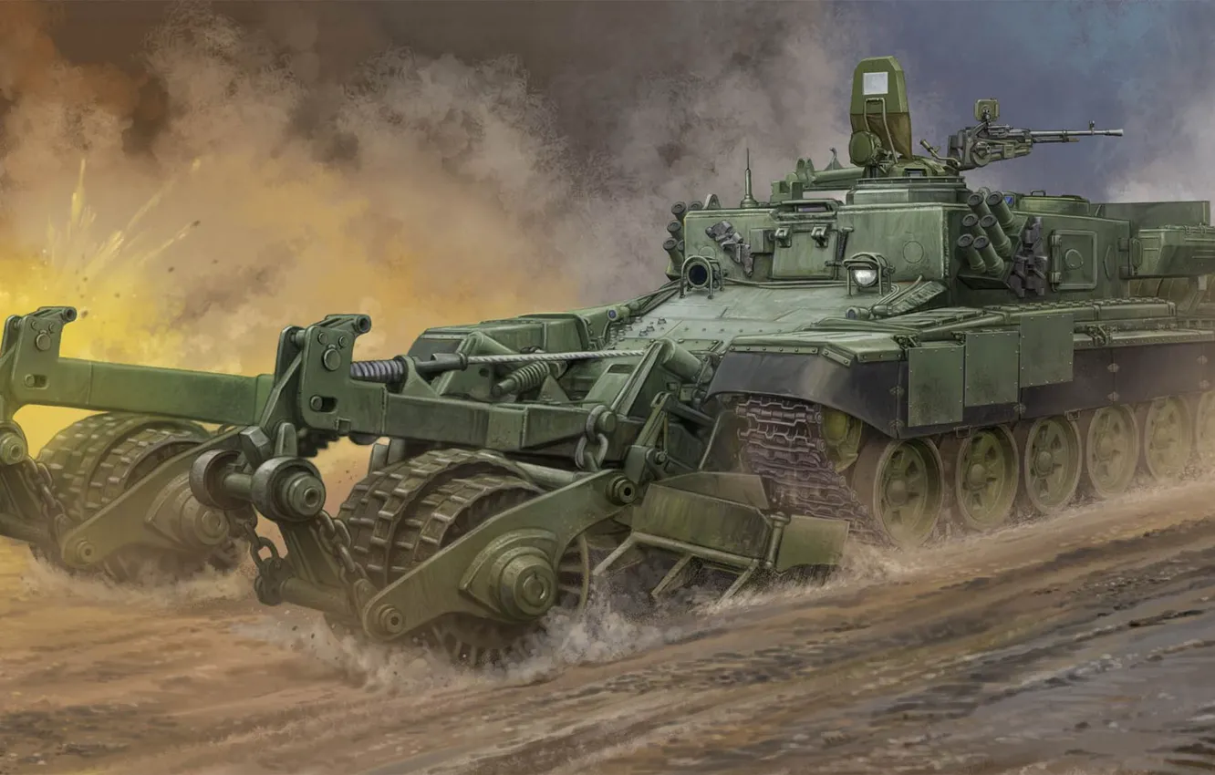 Photo wallpaper Uralvagonzavod, BIS-3, Russian armored demining machine, Court-B