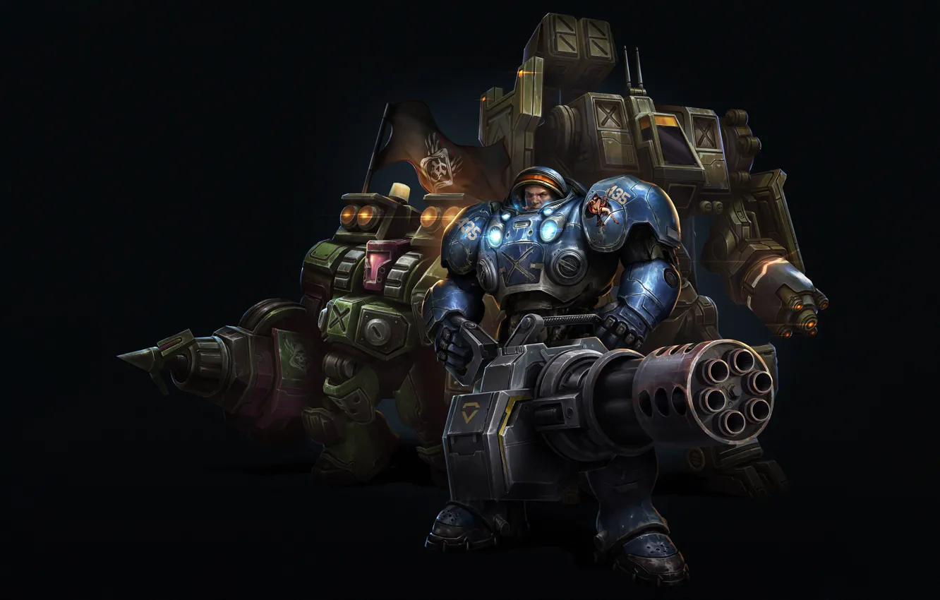 Photo wallpaper Blizzard, art, StarCraft II, space marines, commander, Tychus more, Tychus Findlay More, Game Art