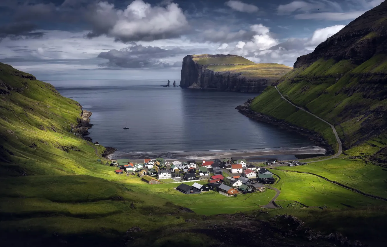 Photo wallpaper shore, Faroe Islands, Tjørnuvík