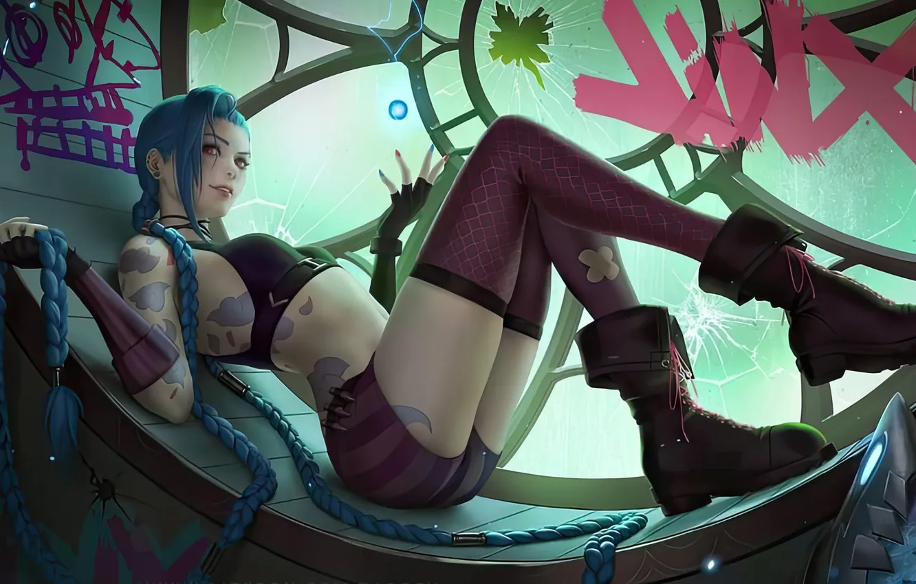 Photo wallpaper League of Legends, artwork, Jinx