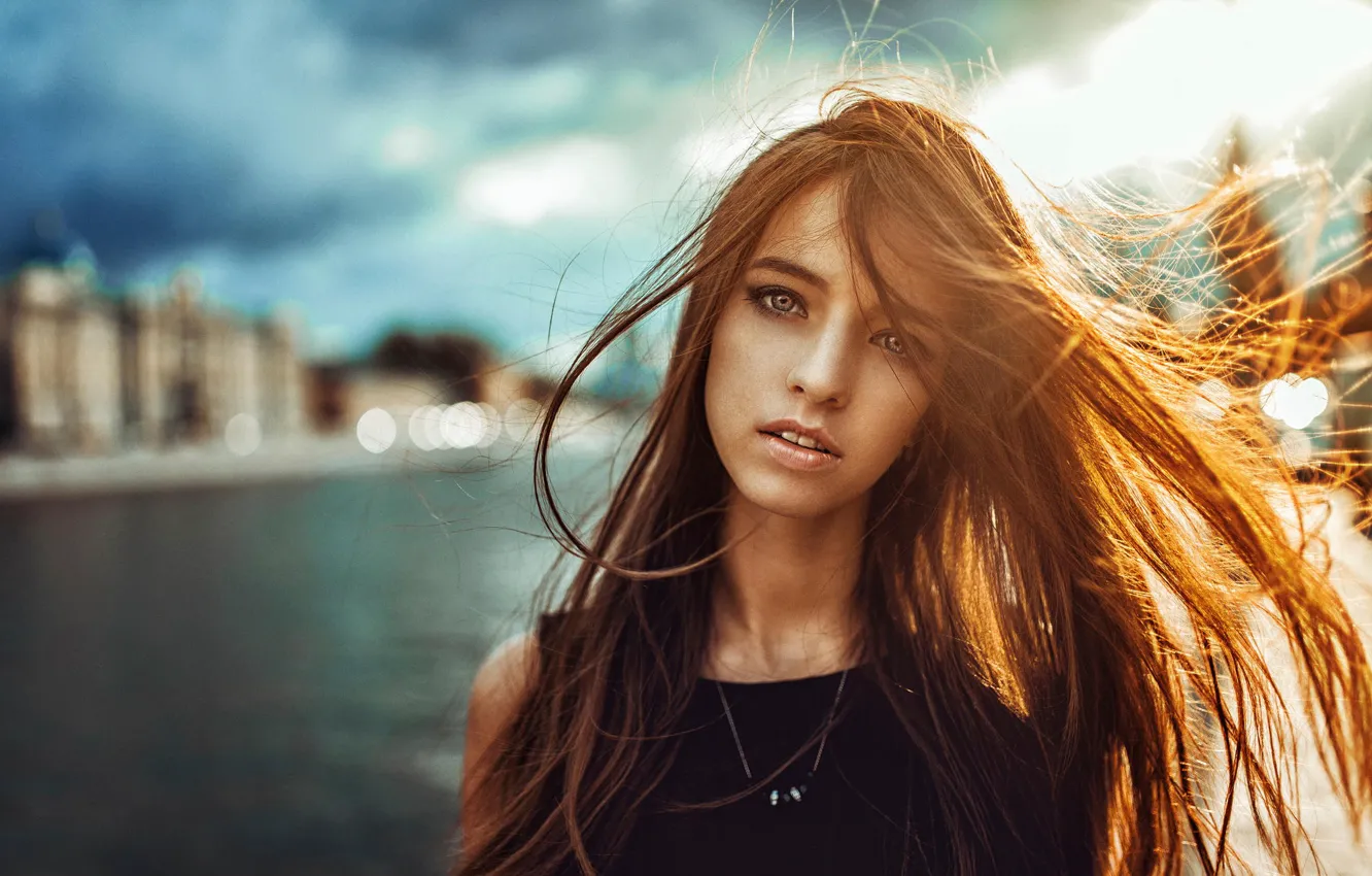 Photo wallpaper look, the city, hair, portrait, lighting