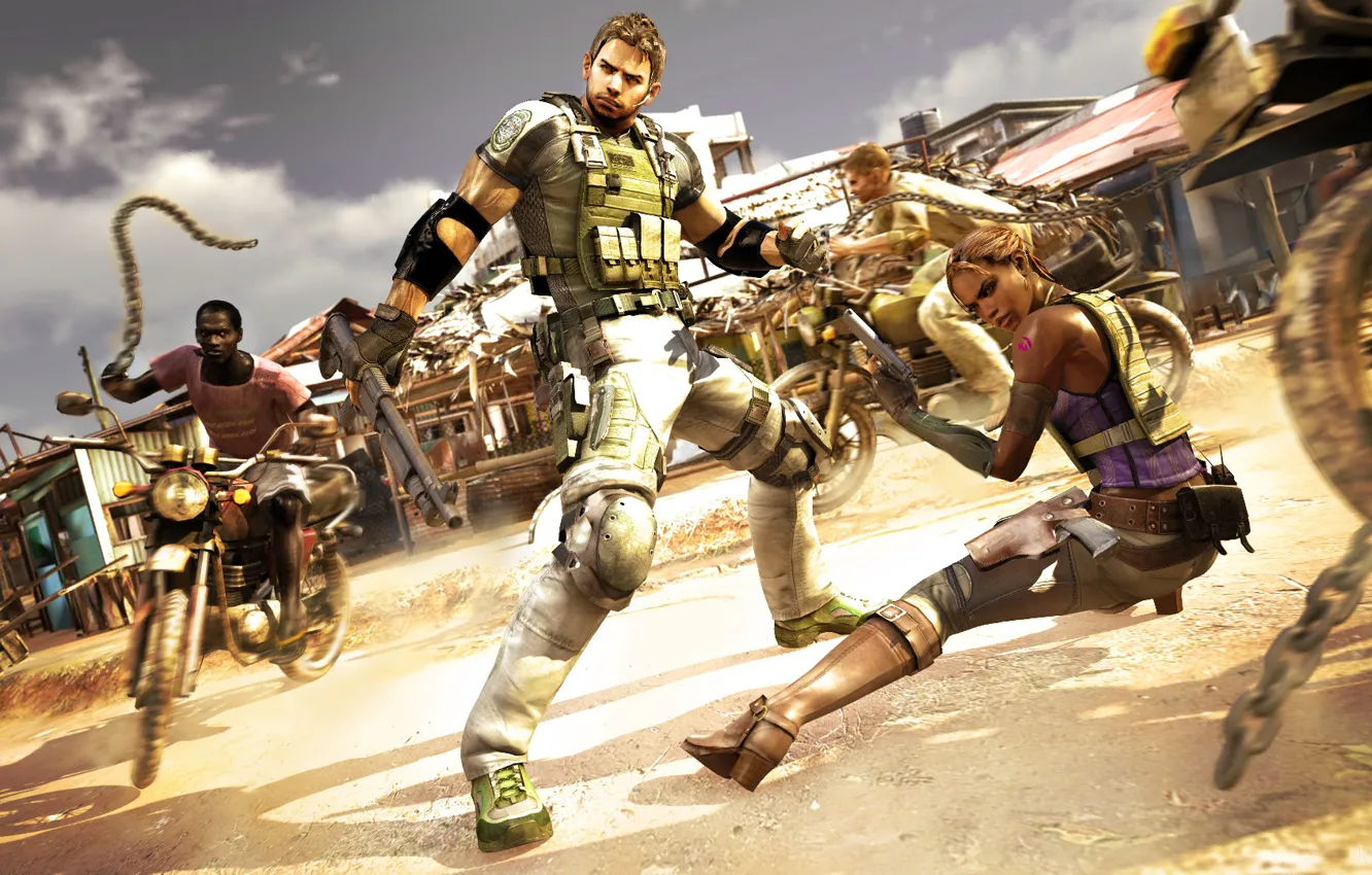 Photo wallpaper Capcom, Chris Redfield, Resident Evil 5, Sheva Alomar, Biohazard 5, Majini