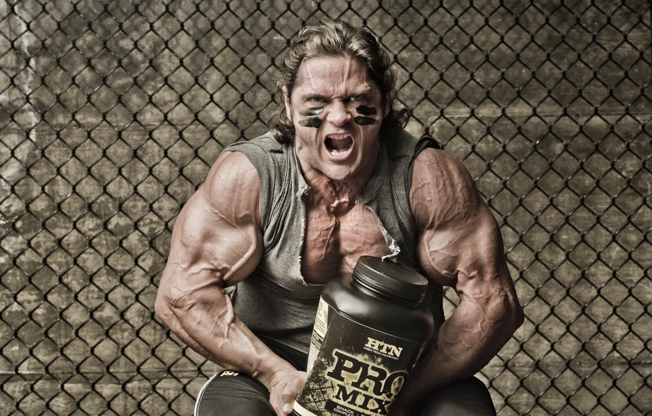 Photo wallpaper muscles, veins, super power, screams