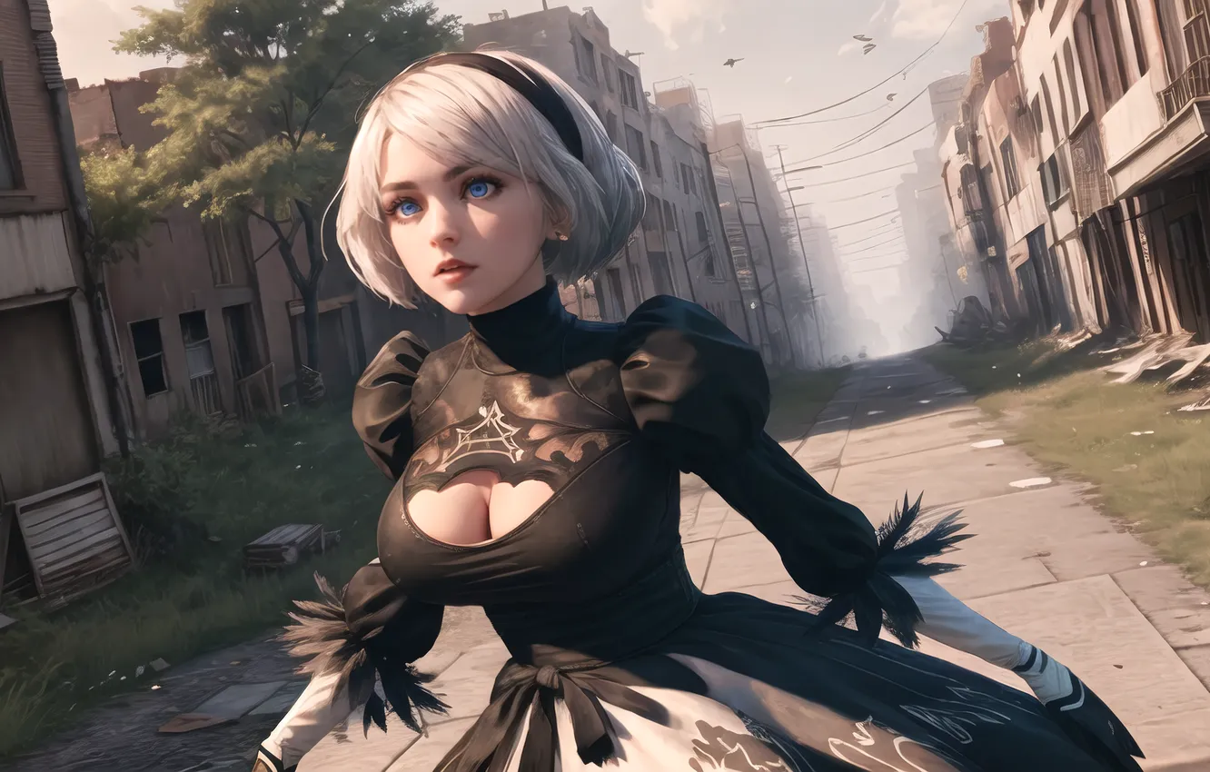 Photo wallpaper girl, boobs, nier, Nier Automata