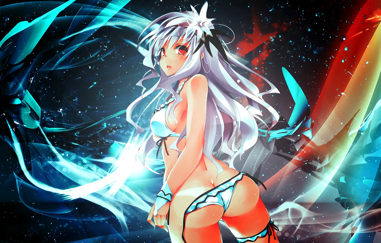 Photo wallpaper girl, sexy, lingerie, ass, bra, cleavage, panties, flower