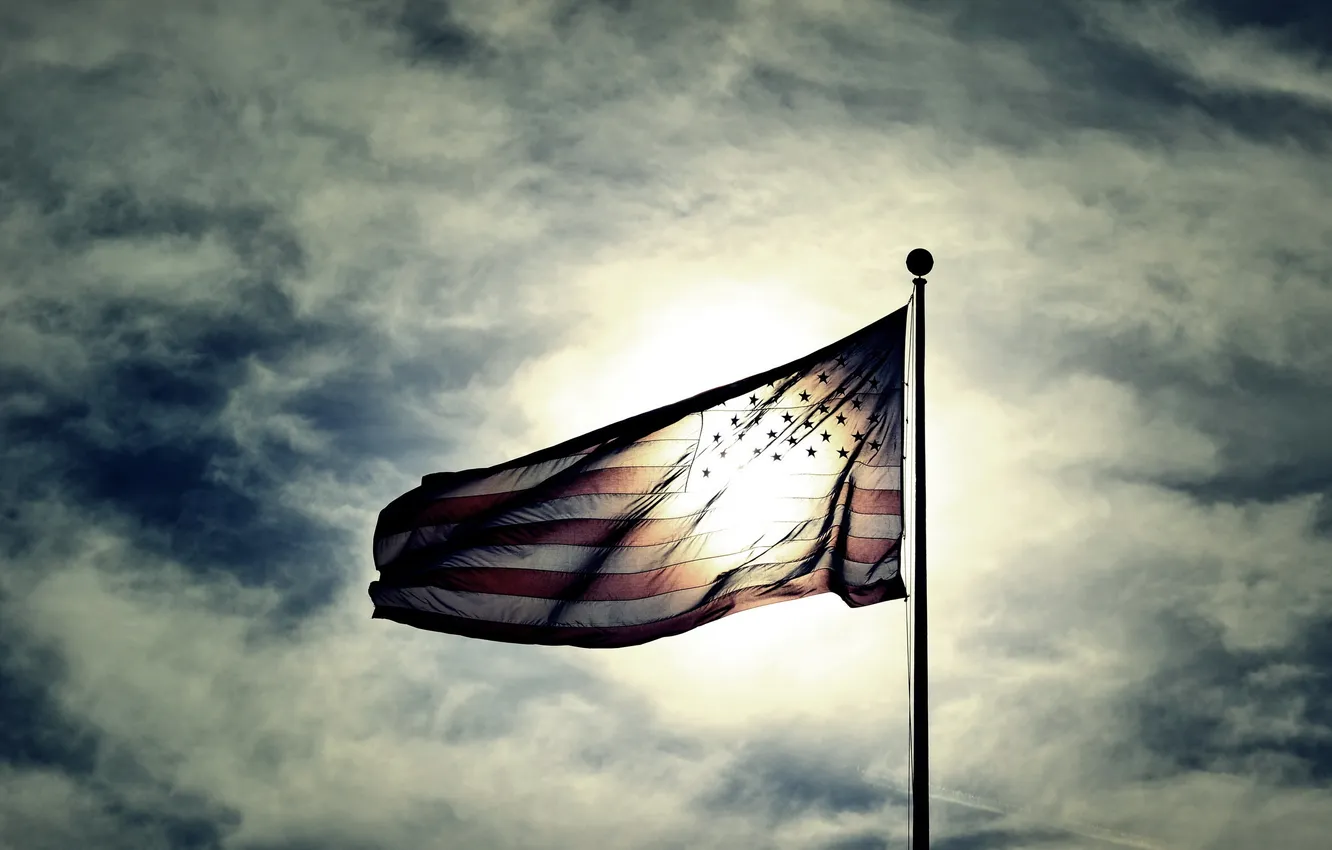 Photo wallpaper the sky, flag, USA