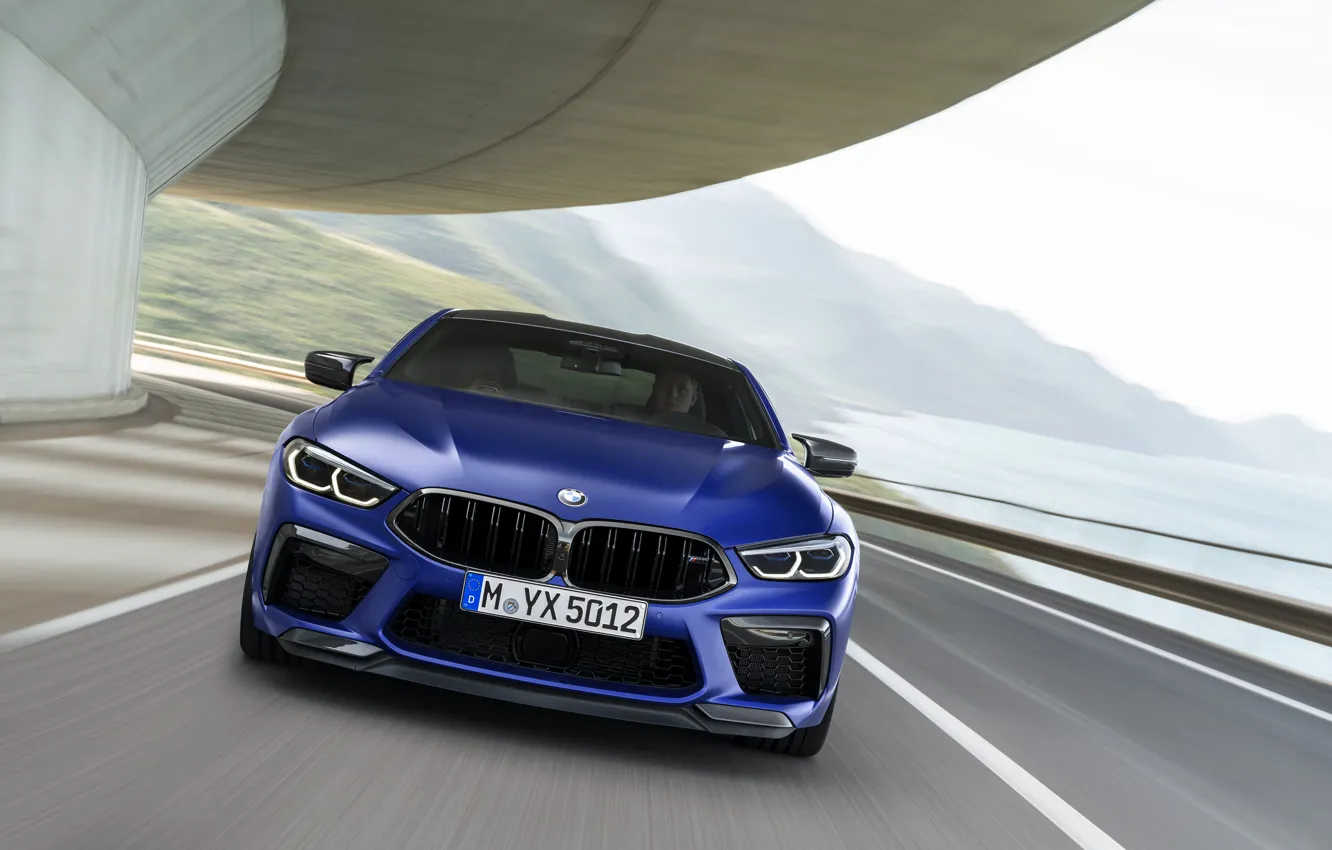Photo wallpaper coupe, BMW, front, in motion, 2019, BMW M8, M8, M8 Competition Coupe
