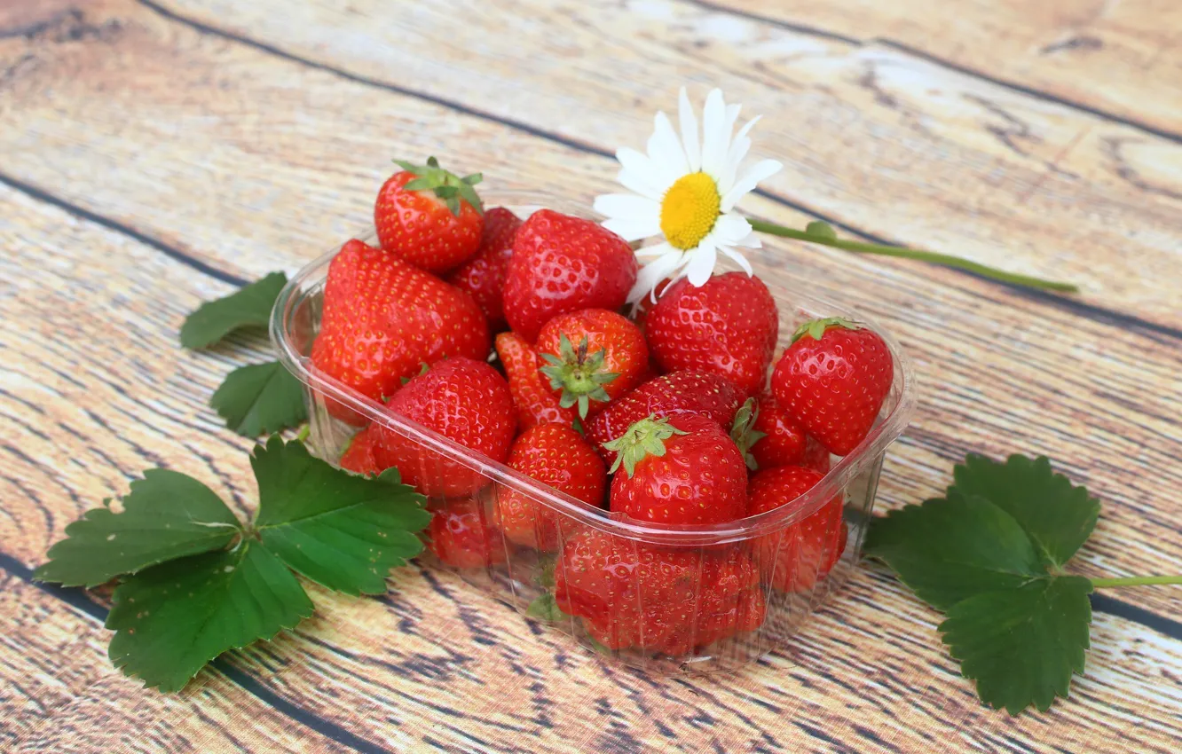 Photo wallpaper berries, Strawberry, ripe