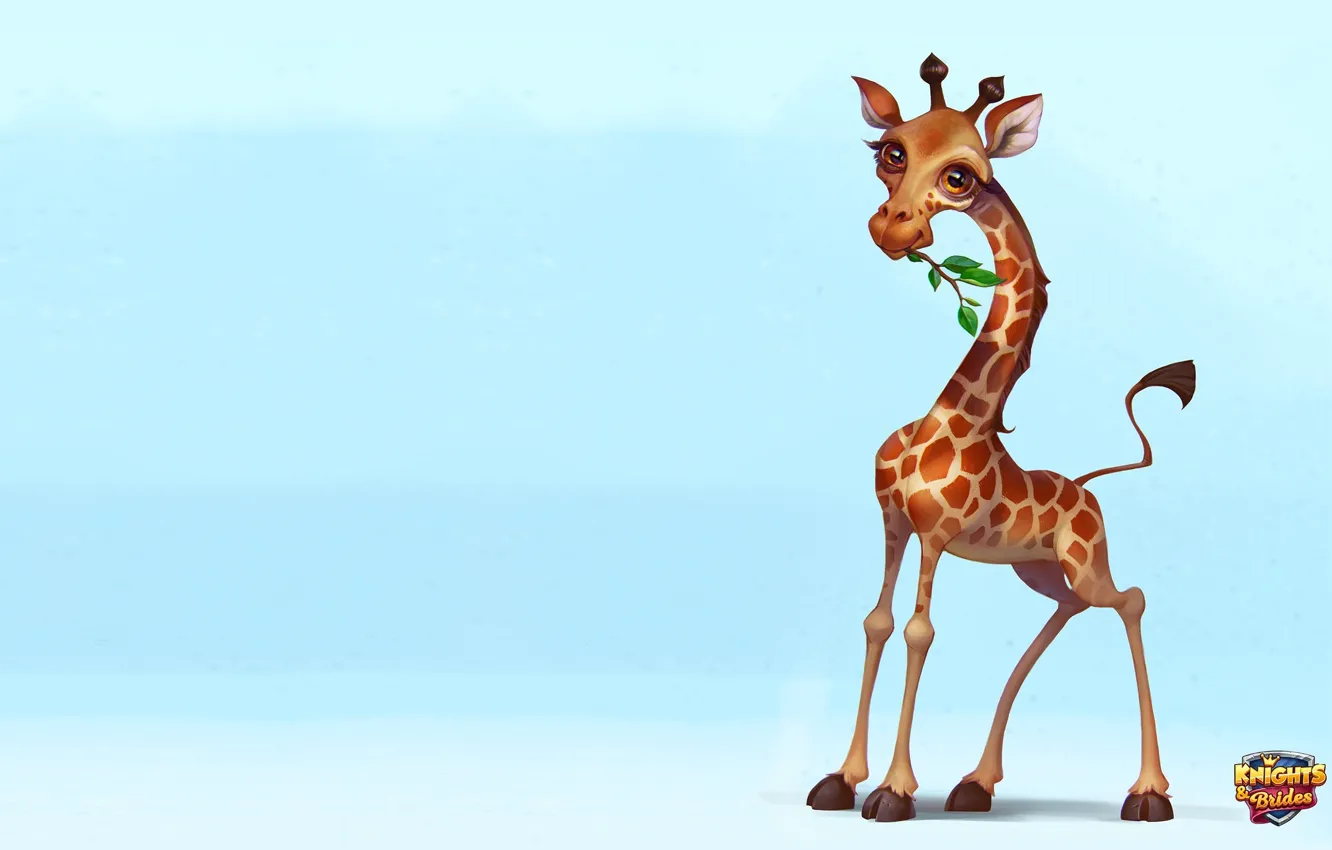 Photo wallpaper the game, minimalism, art, giraffe, children's, Lucky rabbit, Knights & Brides