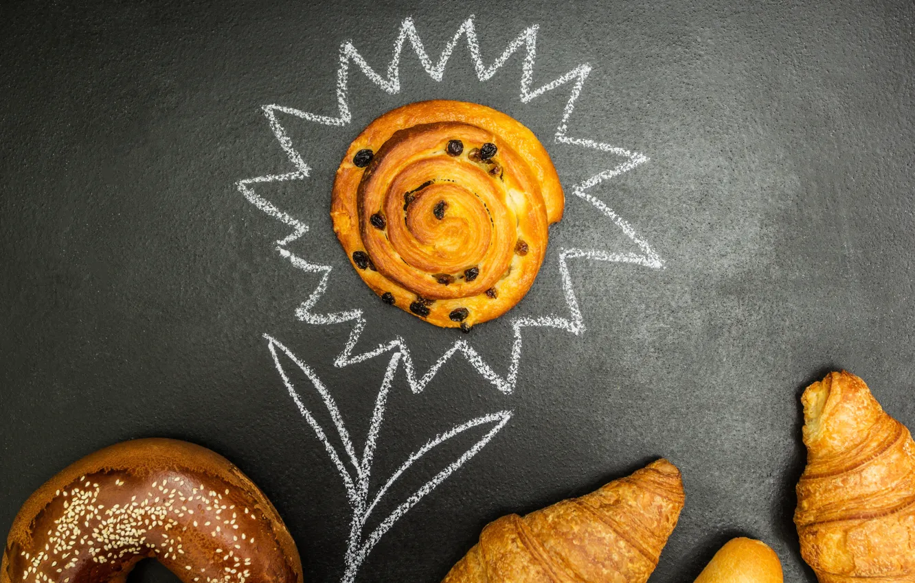 Photo wallpaper donuts, cakes, buns, croissant